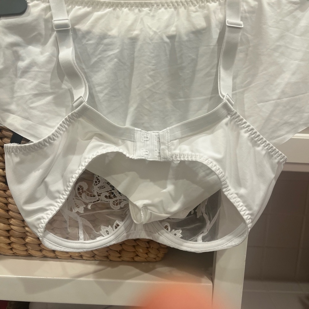 Simone Perele White Lace bra and Matching Brief bra 36 C panties L - Picture 2 of 14